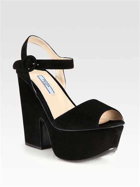 prada patent leather platform sandals|Prada suede platform sandals.